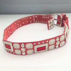 Stunning Women's Red Belt with Silver Sparkle & Glam!